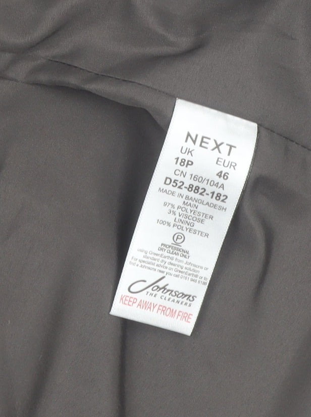 Next Womens Grey Petite Long Coat 18P Polyester Blend Smart Jacket