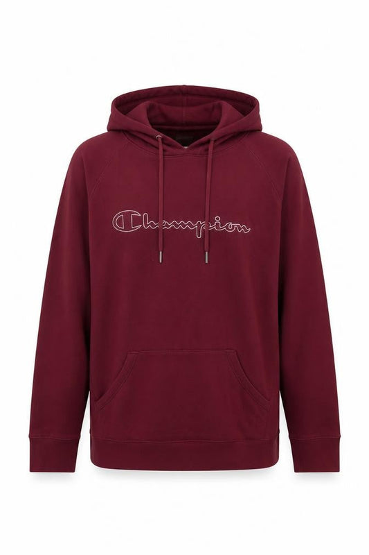 Champion Men's Red Pullover Hoodie Large Logo Athletic Sweatshirt