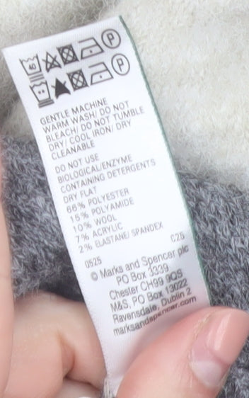 Marks and Spencer Women’s Grey Argyle Knit Crew Neck Jumper L