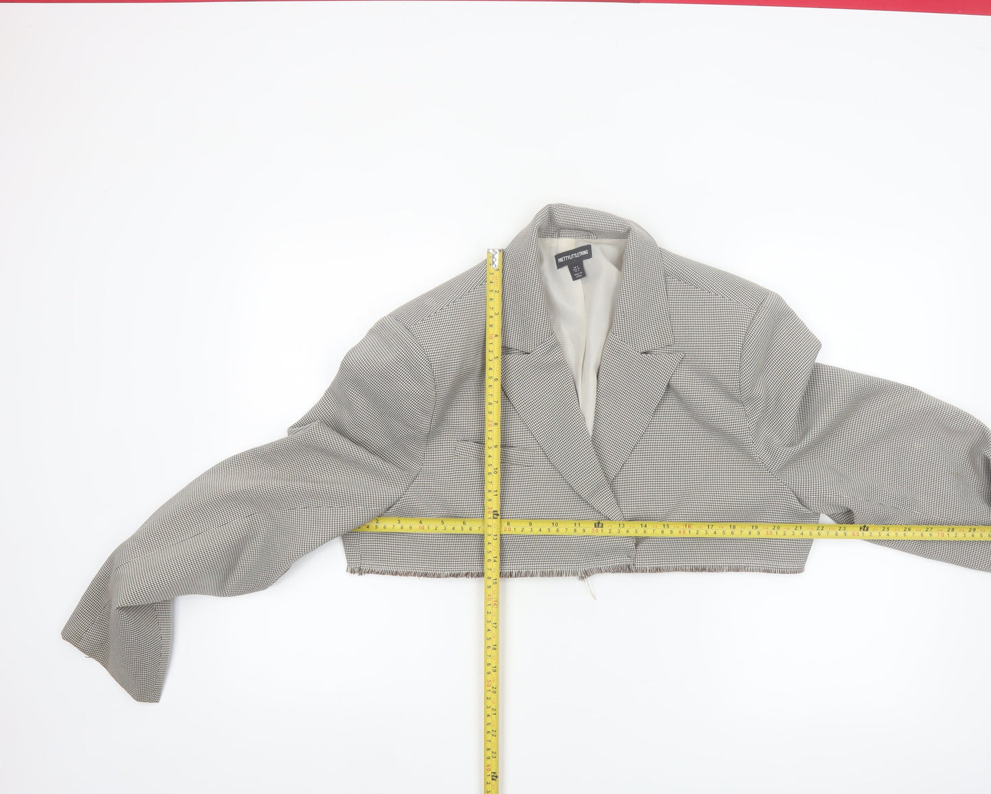 PrettyLittleThing Women’s Grey Houndstooth Cropped Blazer UK 8