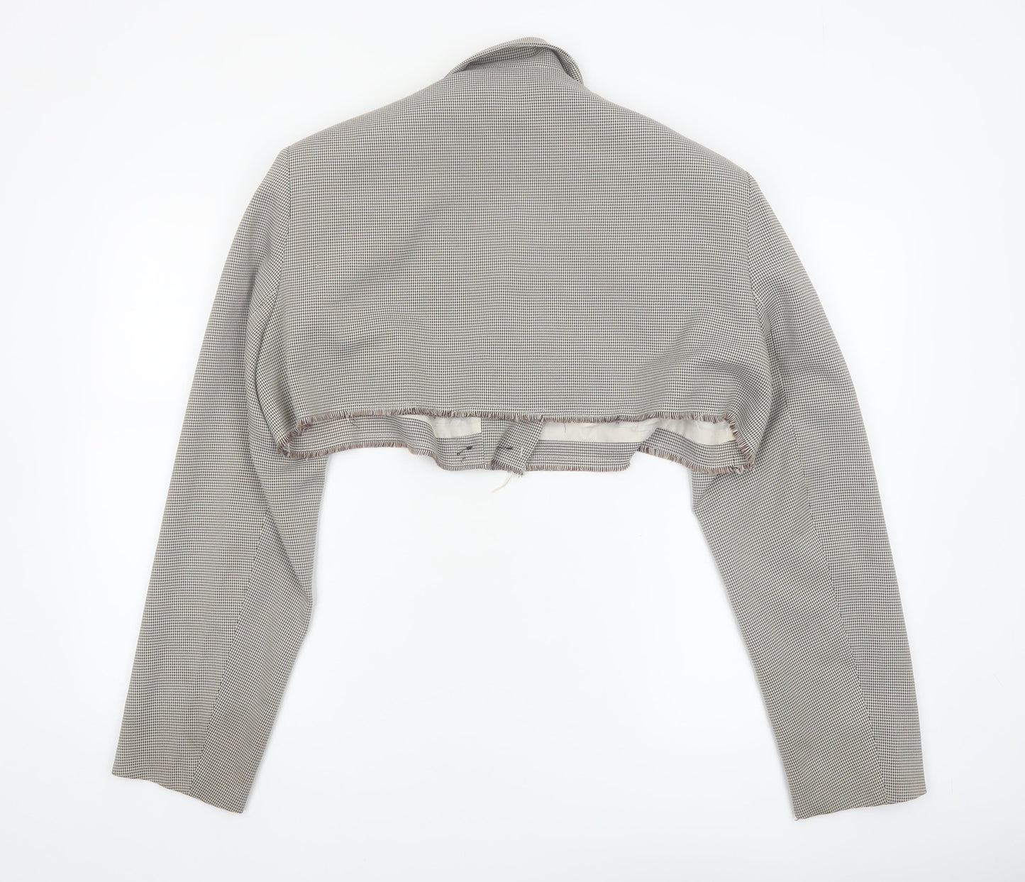 PrettyLittleThing Women’s Grey Houndstooth Cropped Blazer UK 8