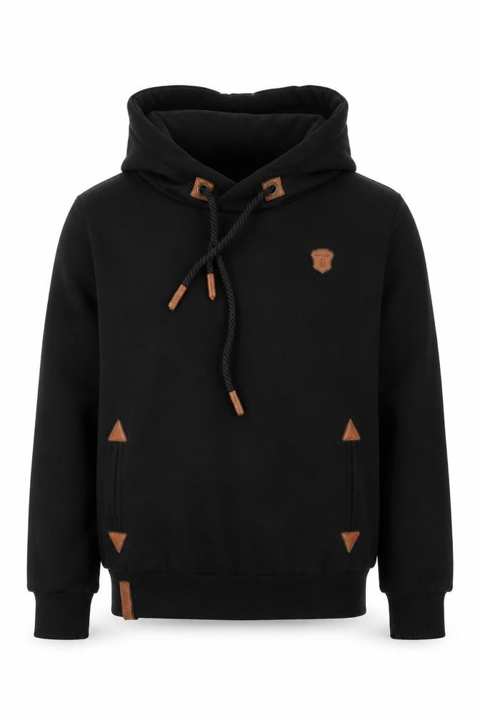 Leif Nelson Men's Black Pullover Hoodie M High Neck Fleece