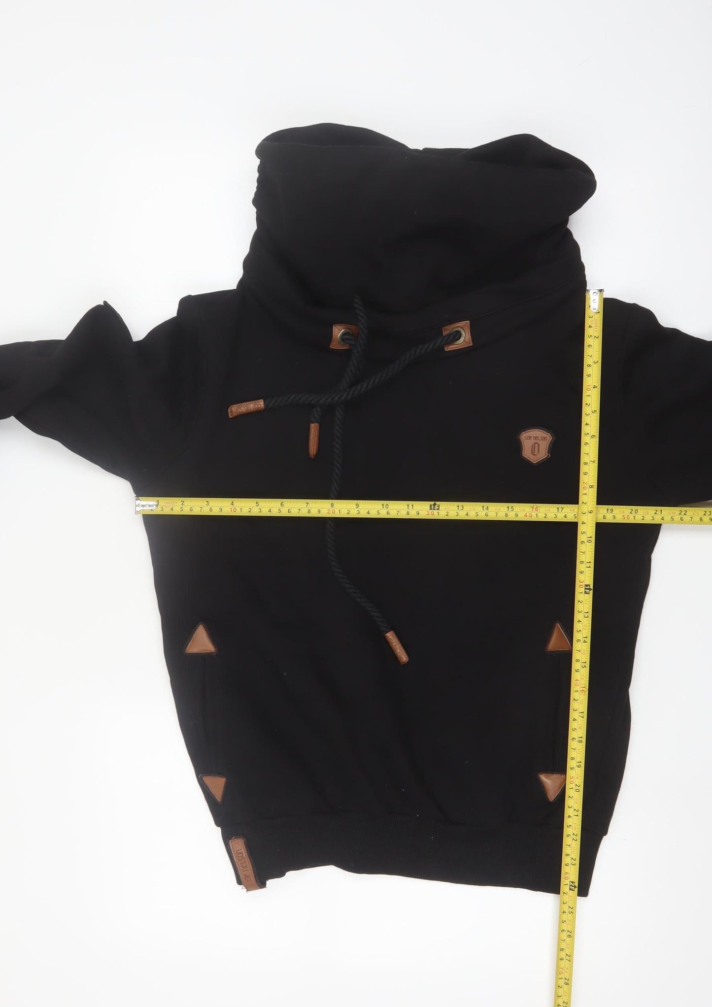 Leif Nelson Men's Black Pullover Hoodie M High Neck Fleece