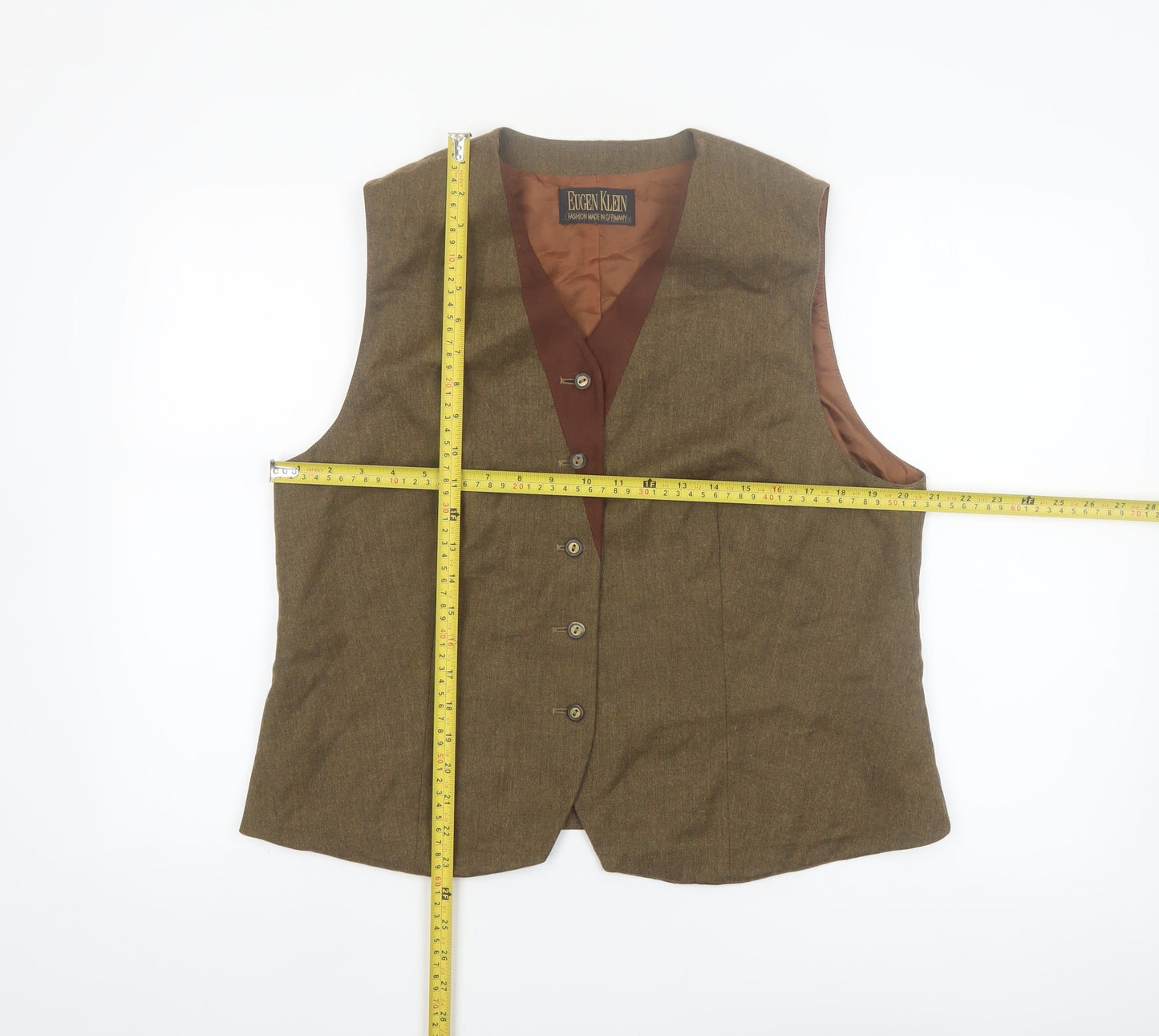 Eugen Klein Brown Wool Tailored Waistcoat Women’s Size 16 Classic Fit