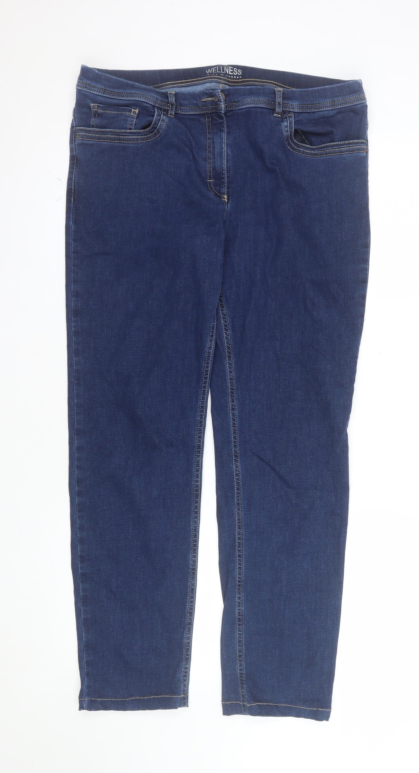 Gina by Zerres Women Blue Size 18 Straight Stretch Jeans