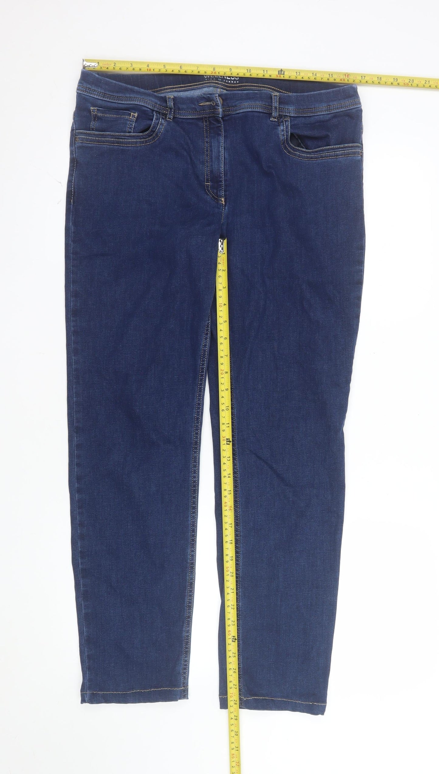 Gina by Zerres Women Blue Size 18 Straight Stretch Jeans