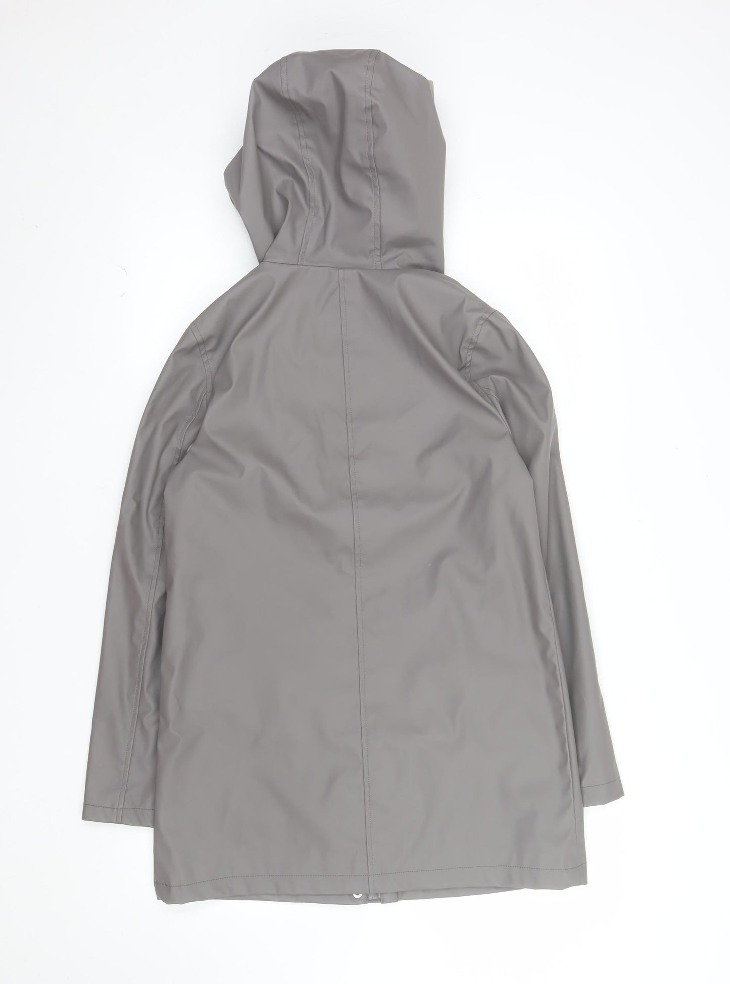 New Look Women’s Grey Waterproof Hooded Rain Coat Jacket Size 6