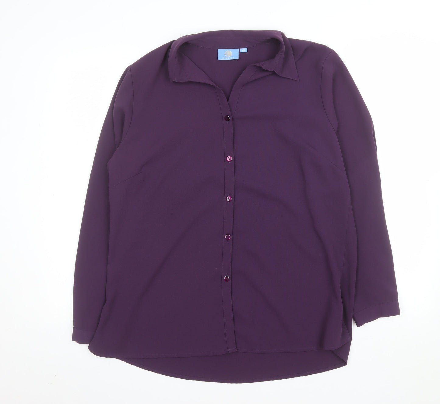 Classic Women's Purple Long Sleeve Button-Up Blouse Size 18