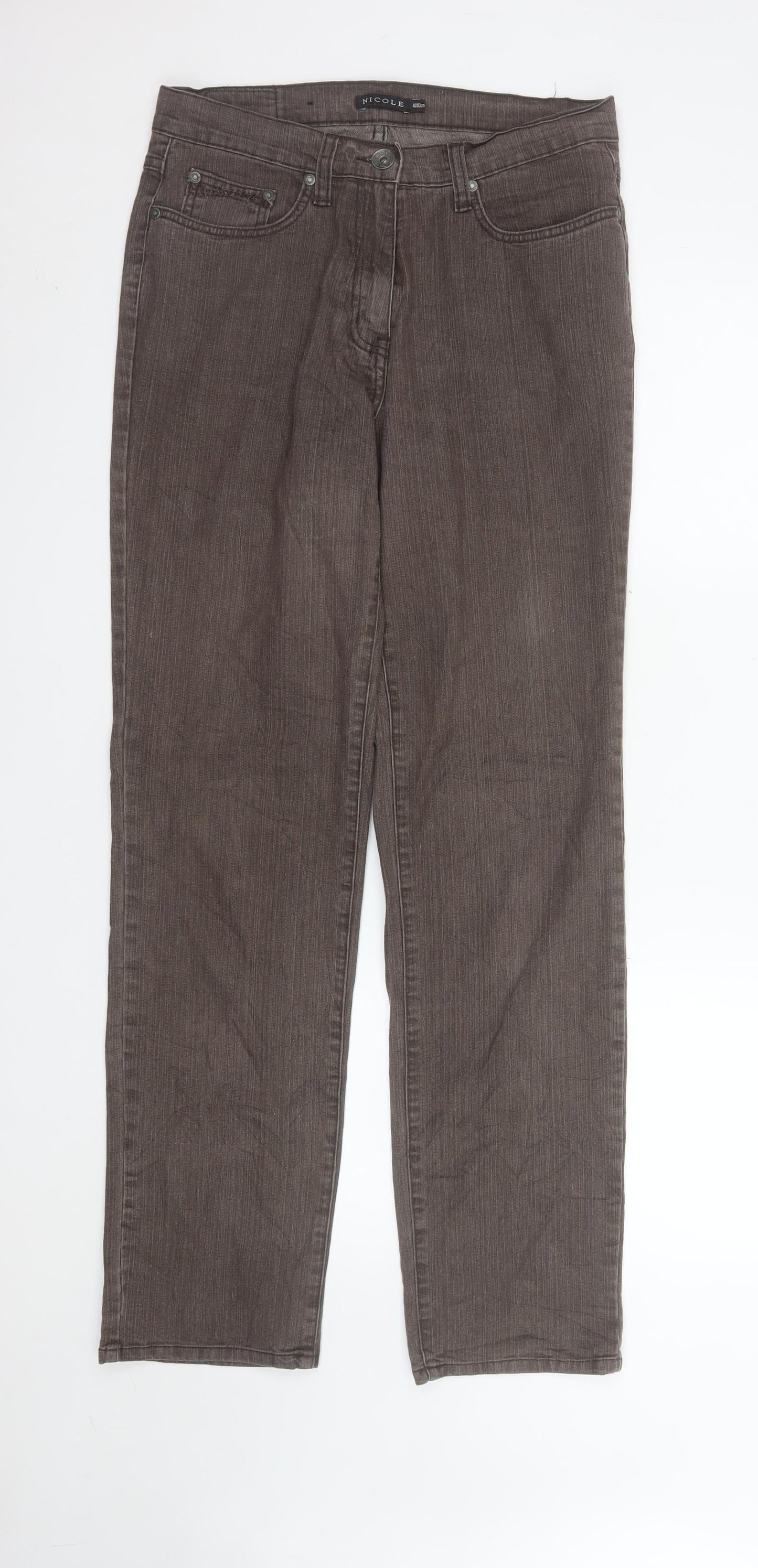 Nicole Women Brown Straight Jeans Size 12 Stretch Denim