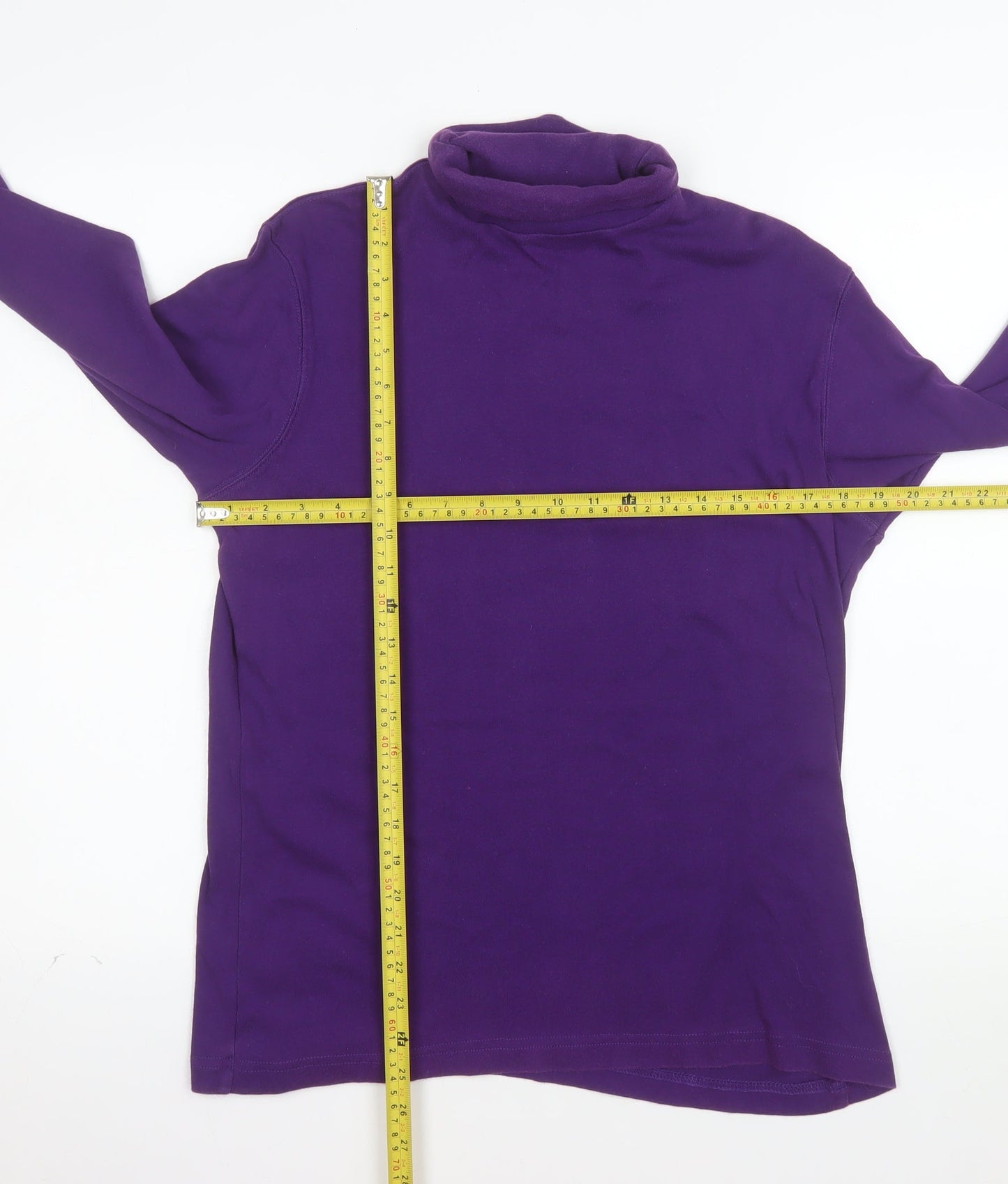 Cotton Traders Women's Purple Roll Neck Long Sleeve T-Shirt L