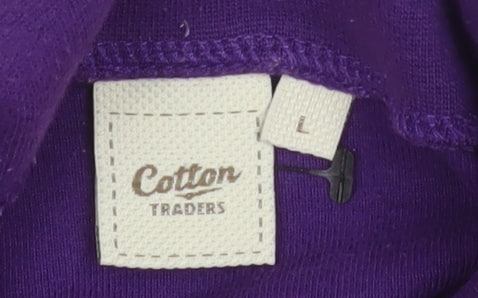 Cotton Traders Women's Purple Roll Neck Long Sleeve T-Shirt L