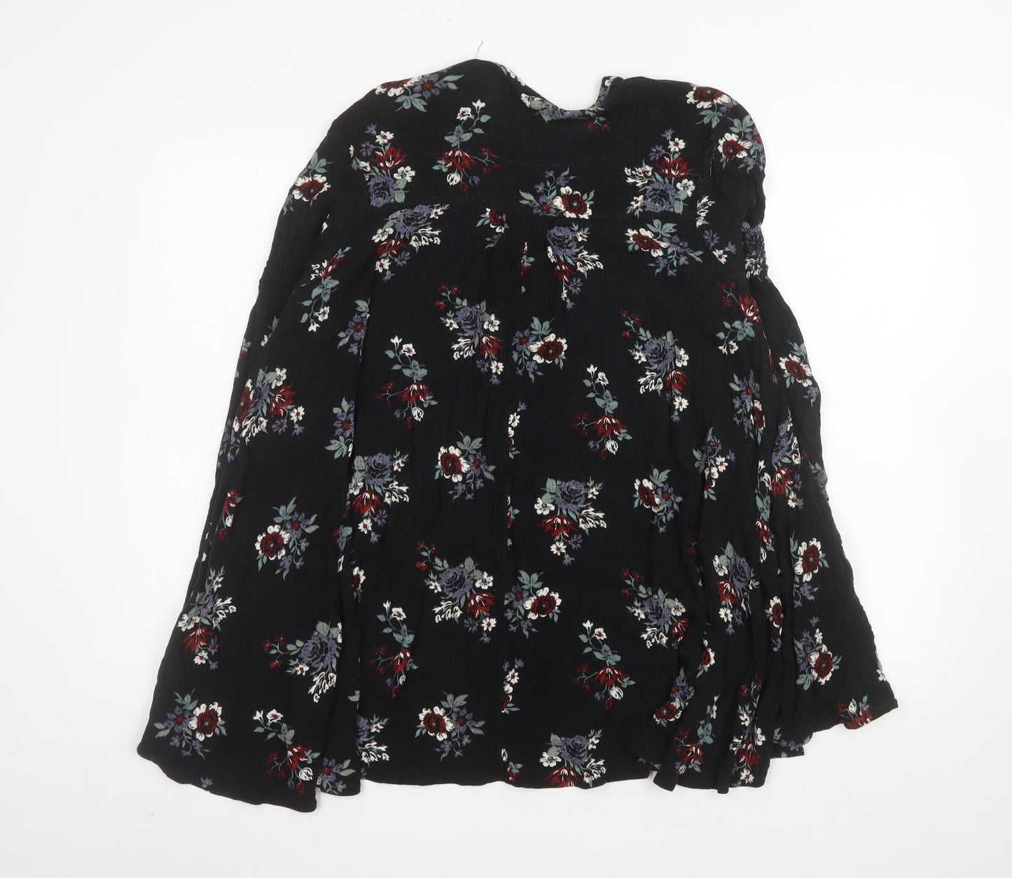 Free People Women's Black Floral Bohemian Long Sleeve Blouse Size S