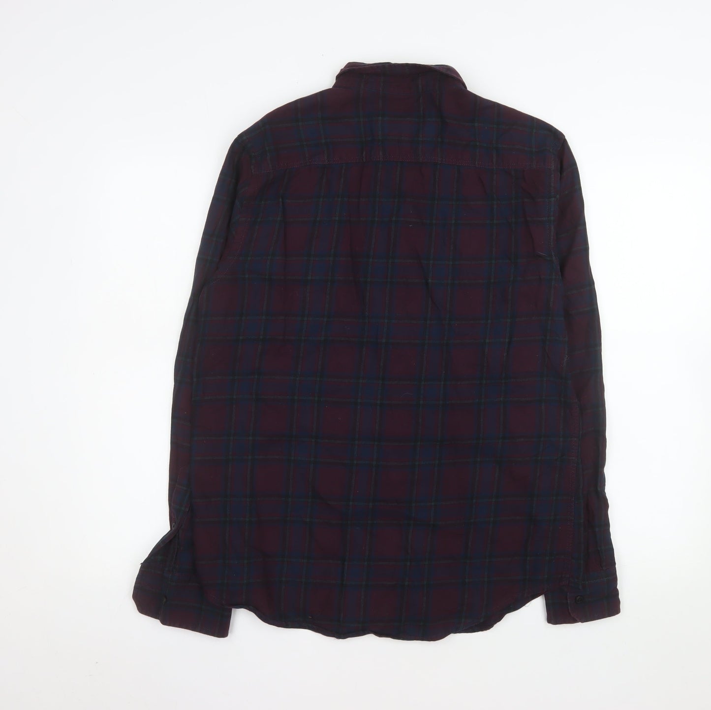 River Island Men's Multicoloured Plaid Cotton Long Sleeve Shirt M