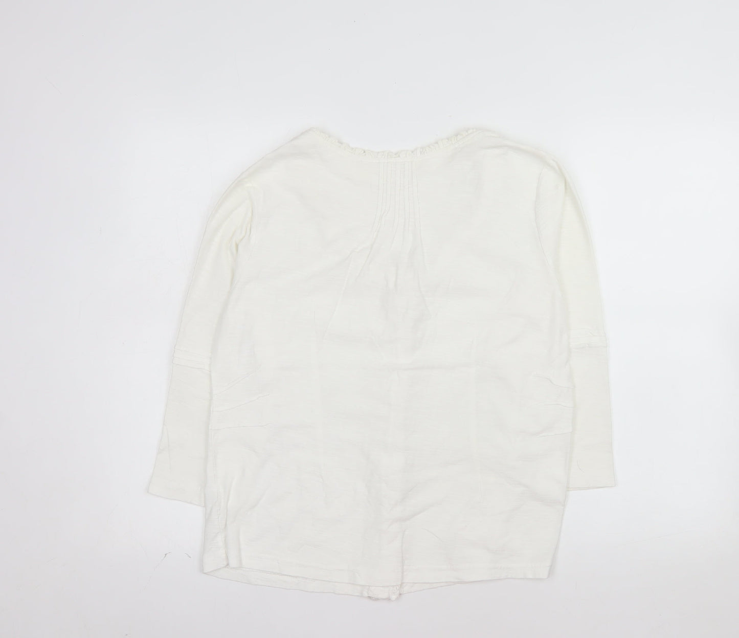 Adini Women’s White Cotton Long Sleeve Button Blouse L