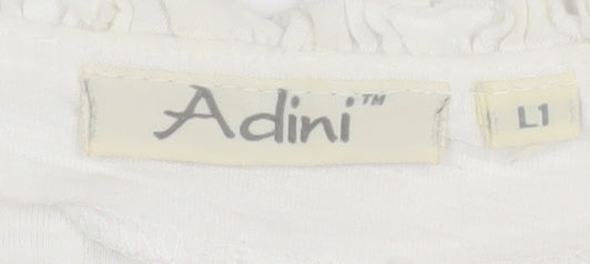 Adini Women’s White Cotton Long Sleeve Button Blouse L
