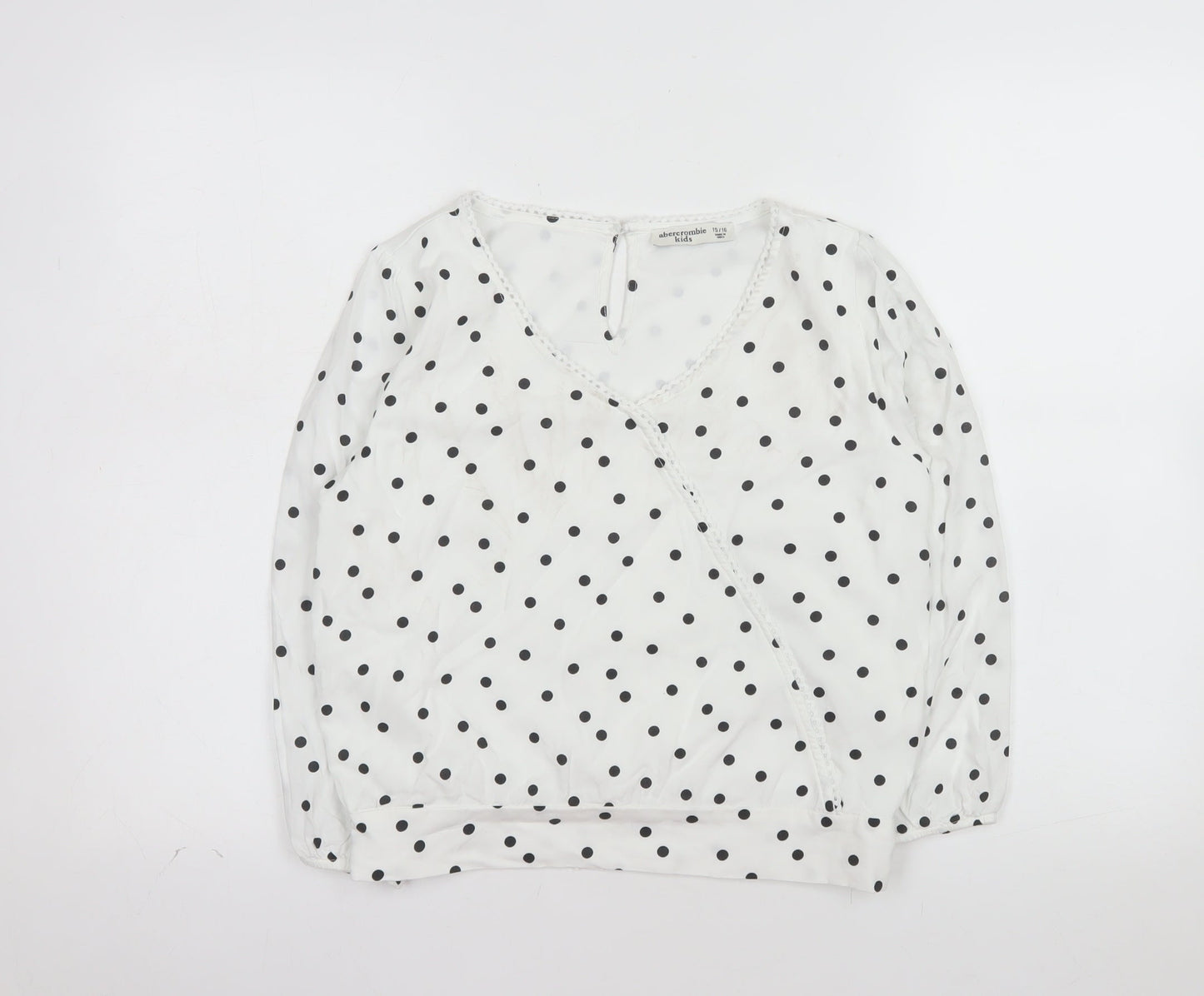 Abercrombie Kids Girls White Polka Dot Wrap Blouse Top 15-16 Years