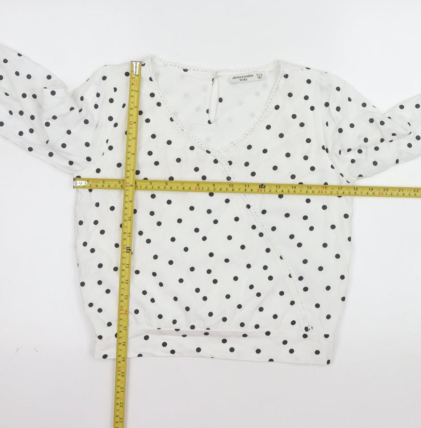 Abercrombie Kids Girls White Polka Dot Wrap Blouse Top 15-16 Years