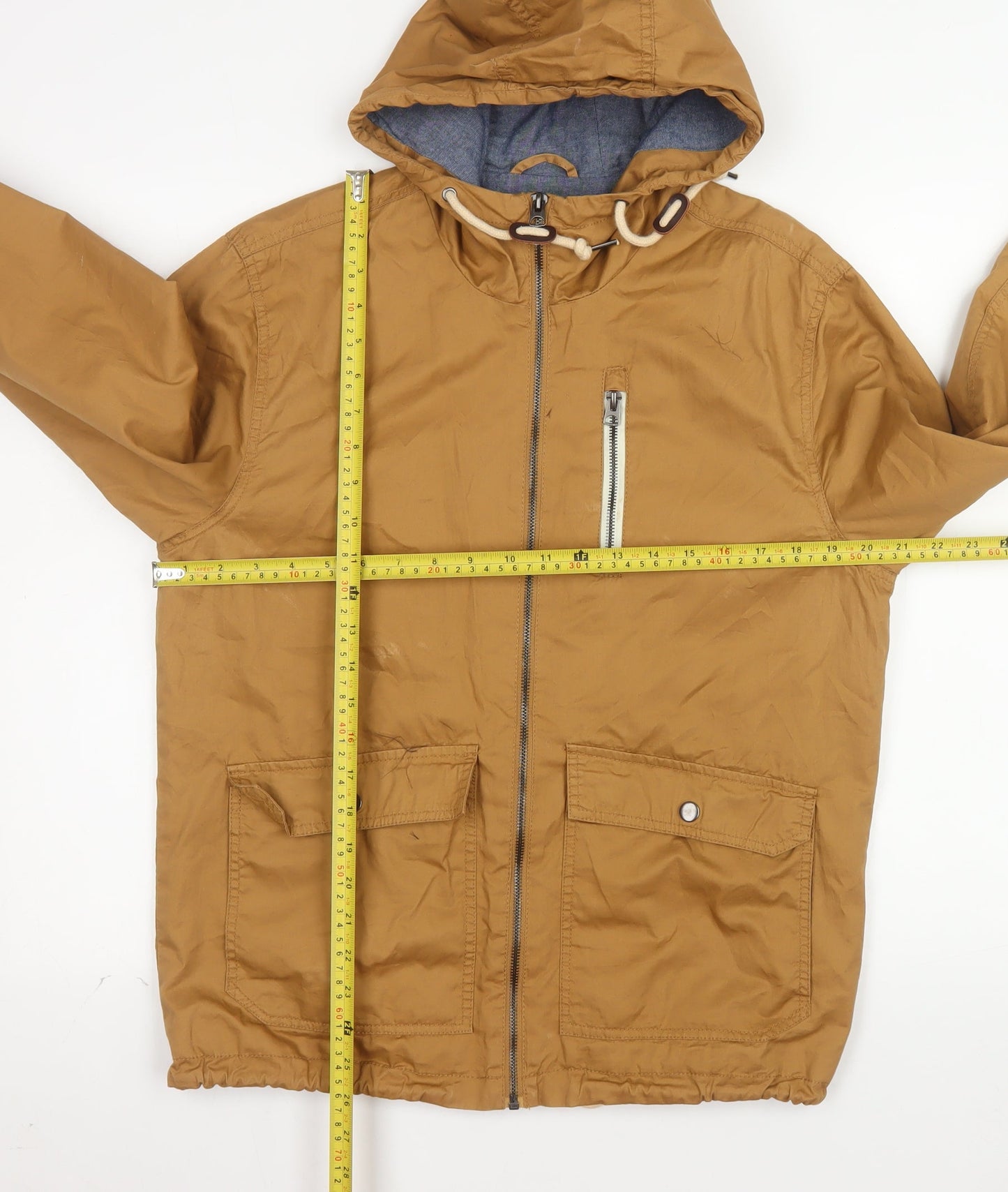 Cedar Wood State Men’s Brown Hooded Full Zip Windbreaker Jacket M