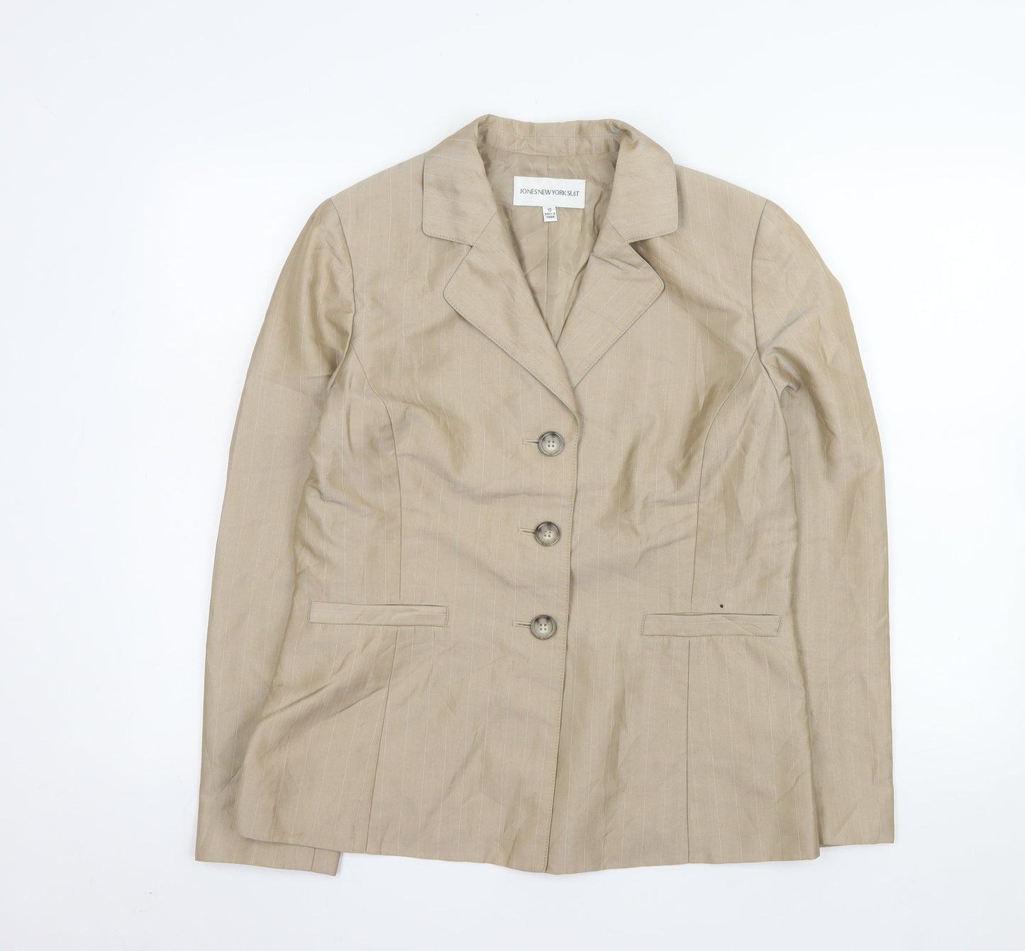 Jones New York Women Beige Size 14 Single-Breasted Blazer Jacket