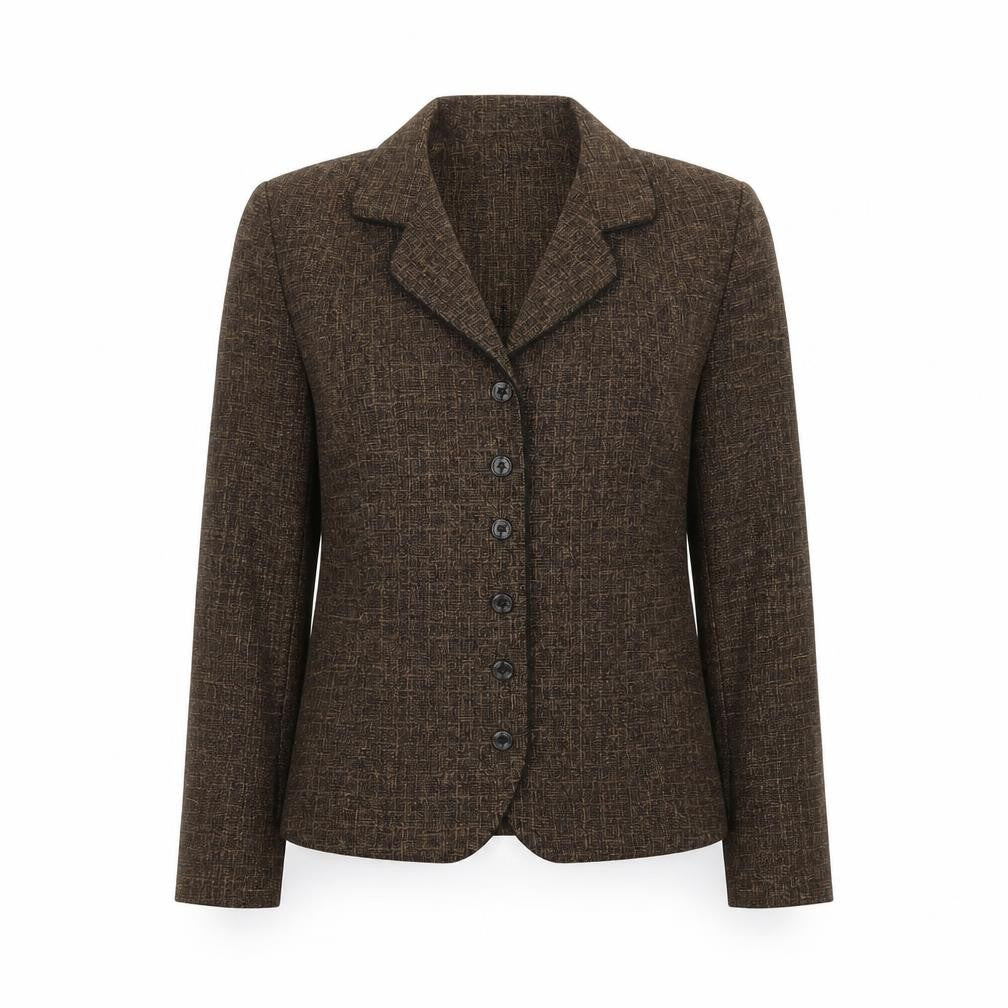 Miss Dorby Women's Brown Tweed Wool Blend Blazer Size 10