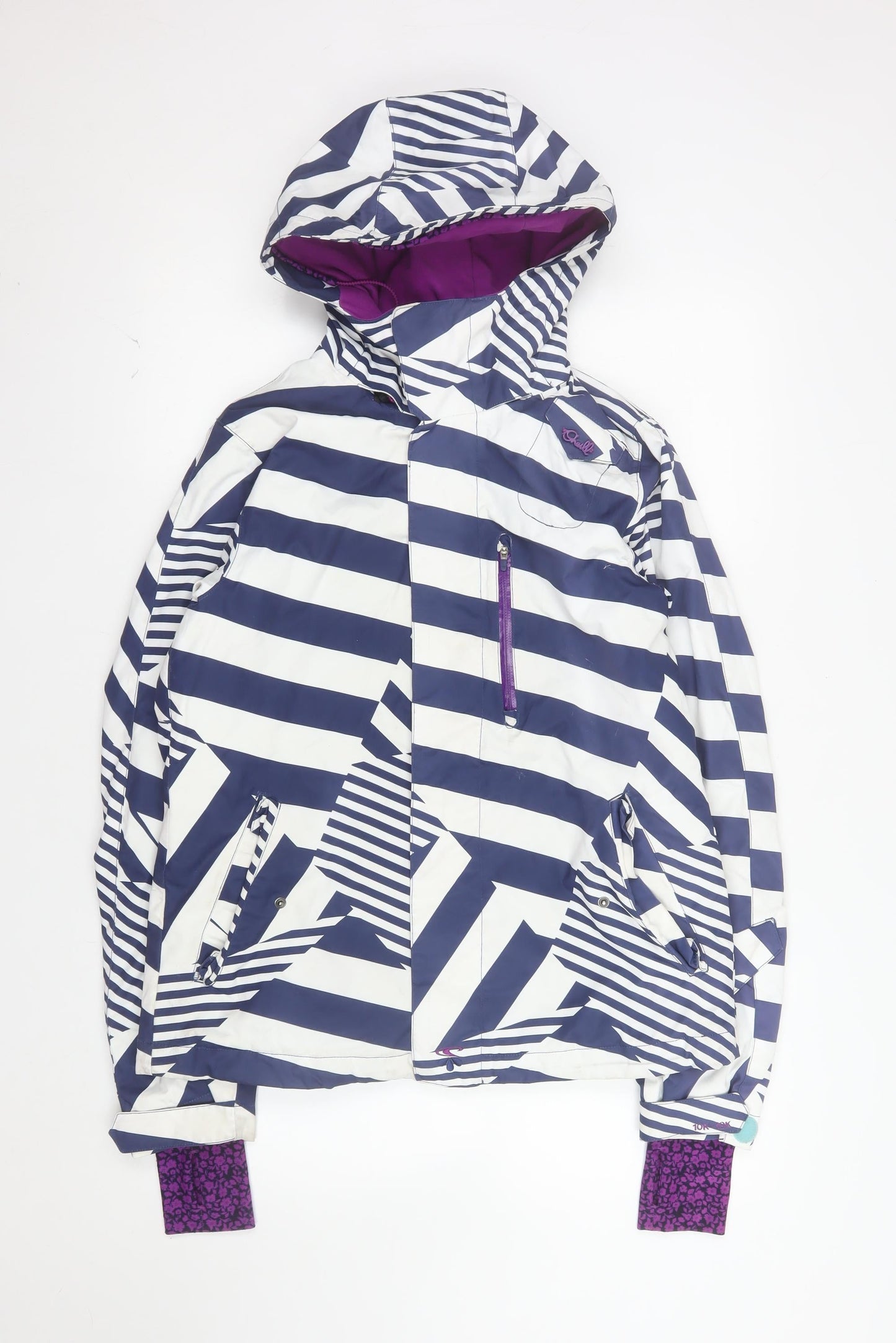 O'Neill Women's Blue Striped Waterproof Ski Jacket Size M