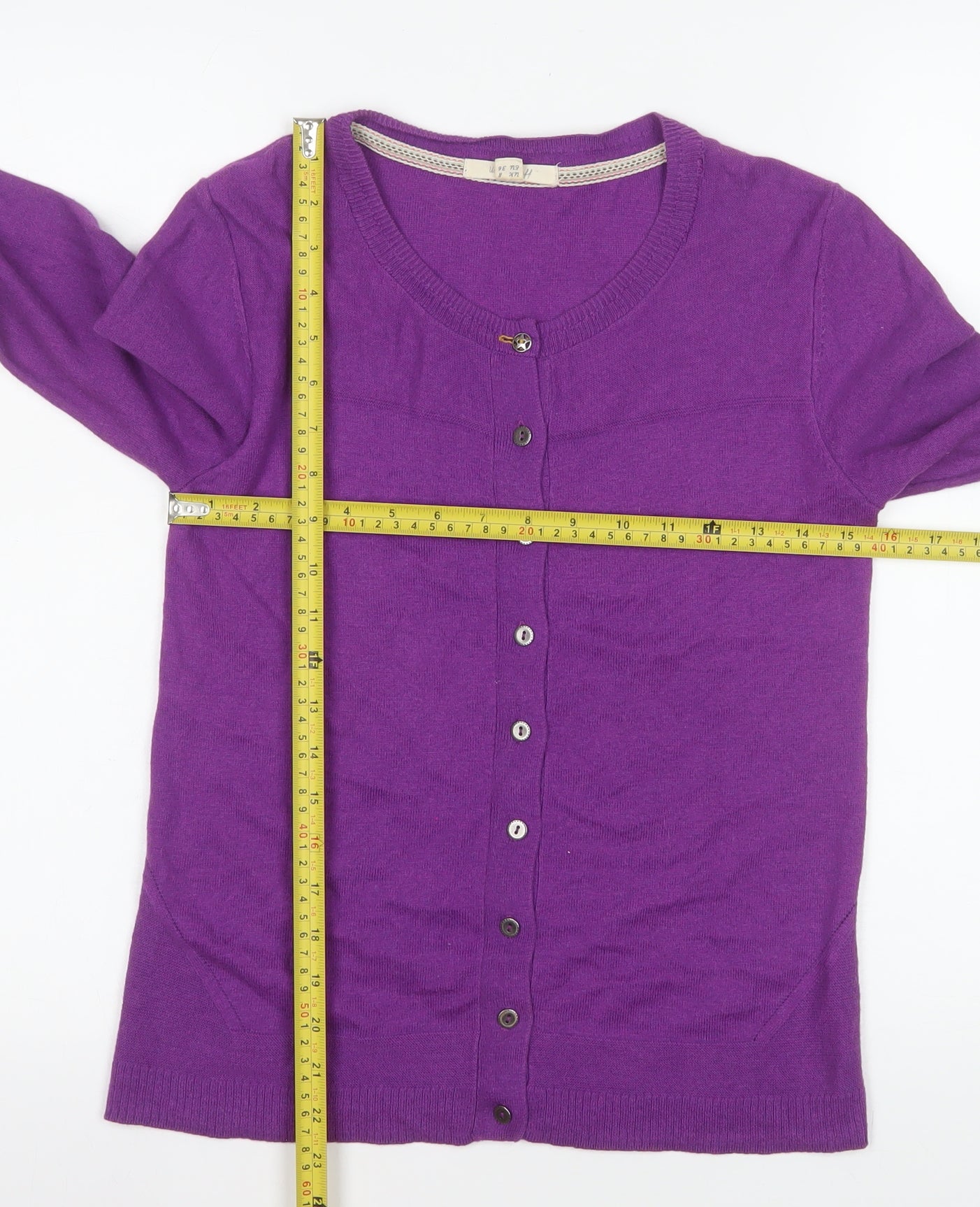 White Stuff Women's Purple Cardigan UK 8 Merino Wool Cotton Blend