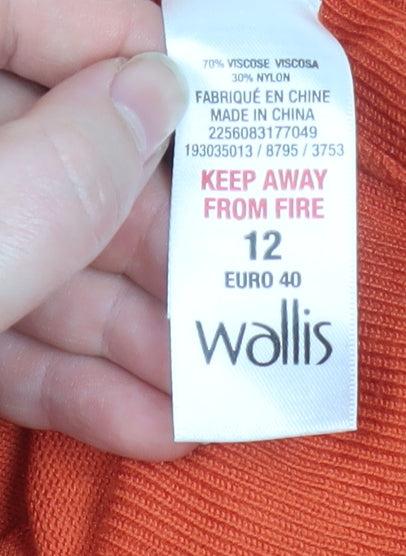 Wallis Women’s Orange Roll Neck Knit Jumper Size 12