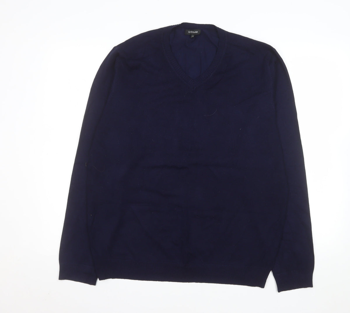 Back view of Knithouse Men’s Blue 2XL V-Neck jumper