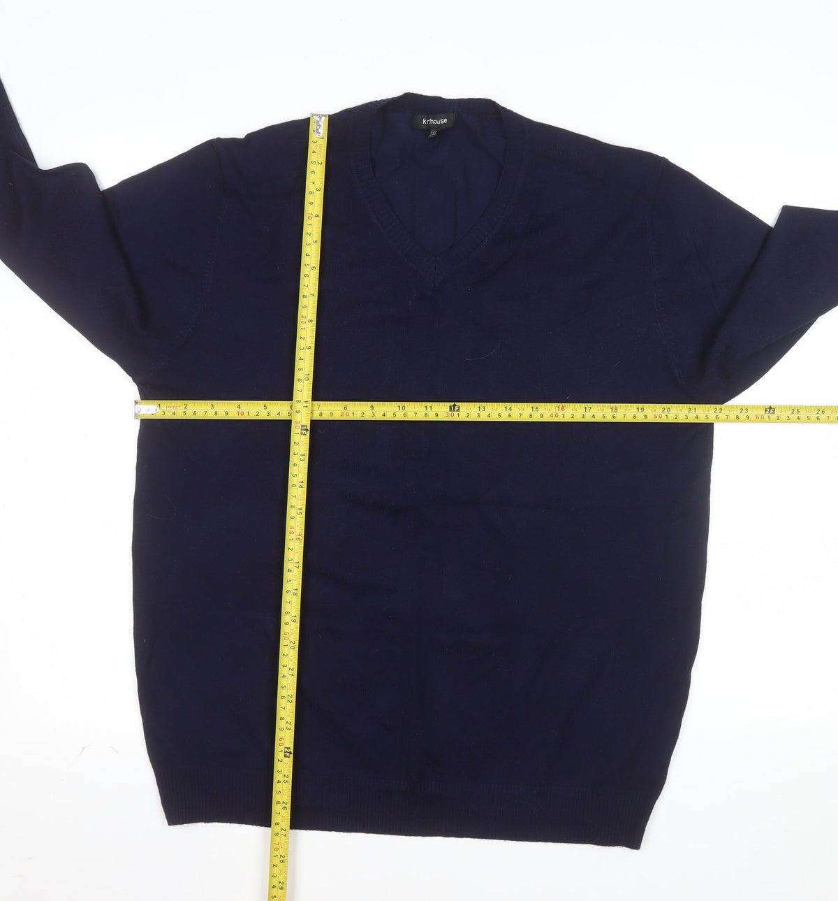 Close-up detail of Knithouse Men’s Blue 2XL V-Neck jumper