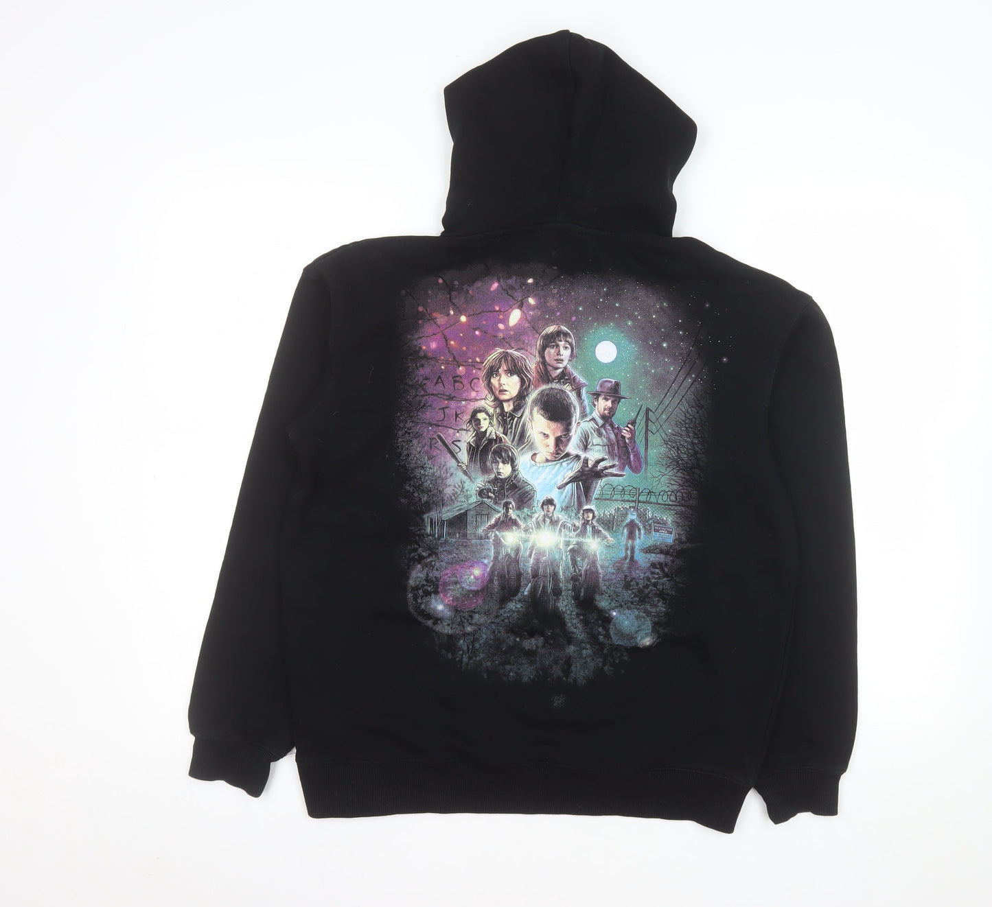 H&M Boys Black Stranger Things Pullover Hoodie 14 Years Graphic Print