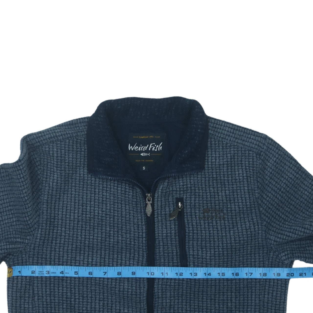 Weird Fish Men's Blue Full Zip Fleece Jacket Size S Outdoor Casual