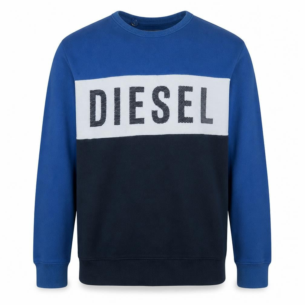 Diesel Mens Blue Crew Neck Sweatshirt L Graphic Cotton Blend