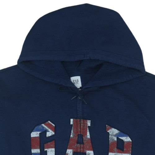 GAP Men's Blue Full Zip Hoodie XL Fleece Graphic Patriotic Logo