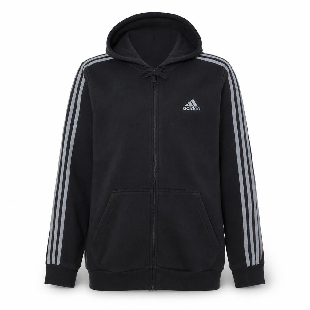 Adidas Men’s Black Full Zip Hoodie M Regular Fit Fleece Sweatshirt