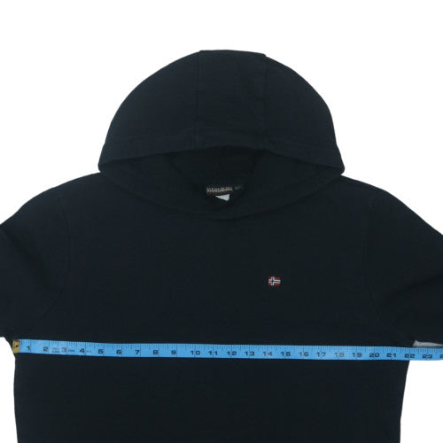 Napapijri Men’s Black Pullover Hoodie Size L Fleece Logo Sweatshirt