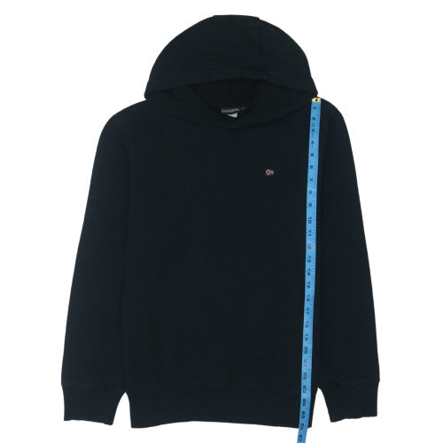 Napapijri Men’s Black Pullover Hoodie Size L Fleece Logo Sweatshirt