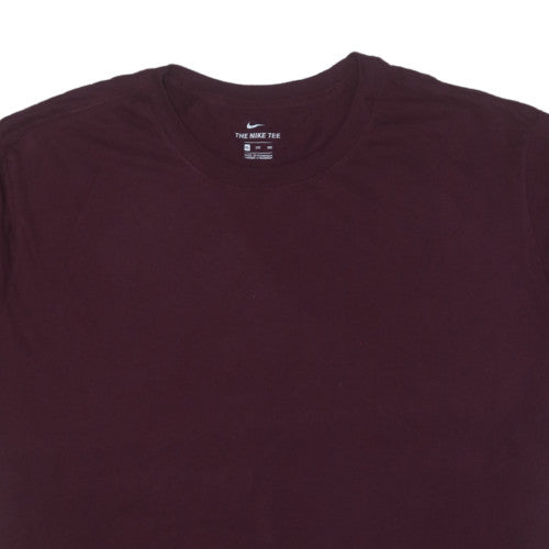 Nike Men's Burgundy Crew Neck Cotton T-Shirt Size M
