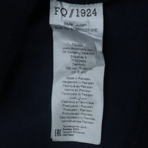 FQ1924 Men's Blue 1/4 Zip High Neck Sweatshirt Size L