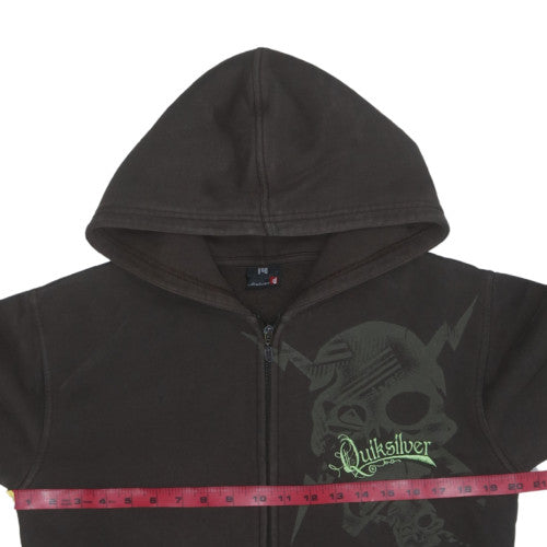 Quiksilver Boys Black Full Zip Graphic Hoodie Size 14 Years