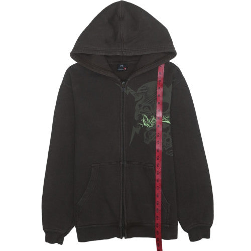 Quiksilver Boys Black Full Zip Graphic Hoodie Size 14 Years