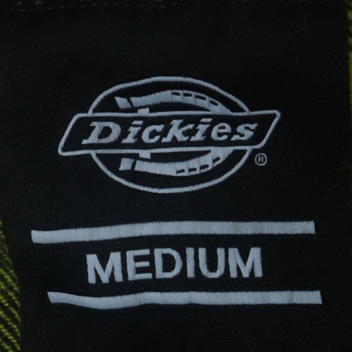 Dickies Men's Yellow Black Check Flannel Button-Up Shirt Medium