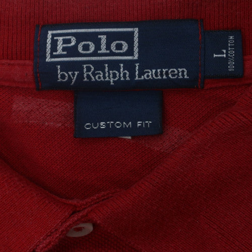 Ralph Lauren Men's Red Cotton Polo Shirt Custom Fit L