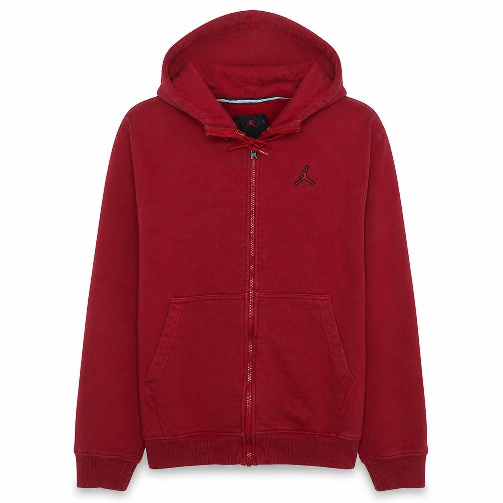 Front view of Jordan Men's Red Full Zip Hoodie, size S, Sports Fleece