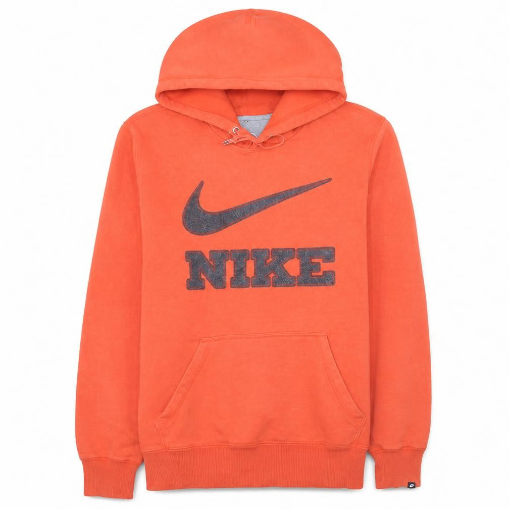 Nike Men's Orange Pullover Hoodie M Graphic Print Sportswear