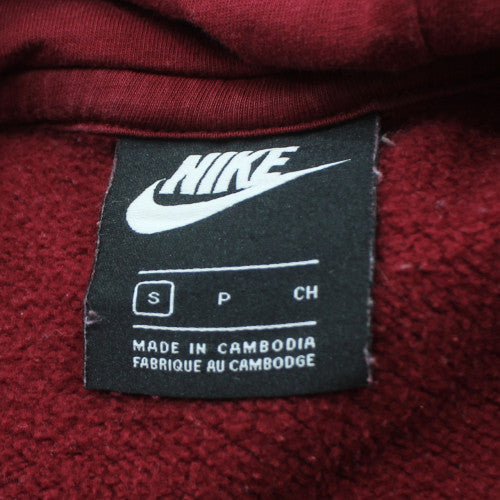 Nike Womens Red Pullover Hoodie Small Cotton Blend Logo Sweatshirt