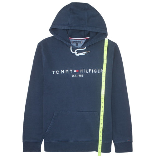 Tommy Hilfiger Men's Navy Blue XL Pullover Hoodie with Logo Embroidery
