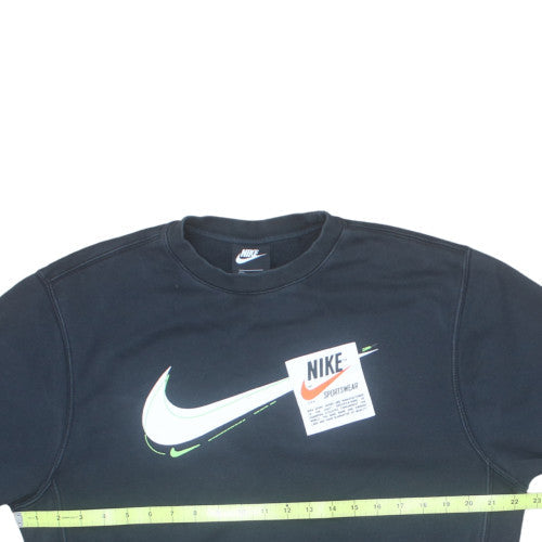 Nike Men Black Small Pullover Crew Neck Sweatshirt Graphic Logo