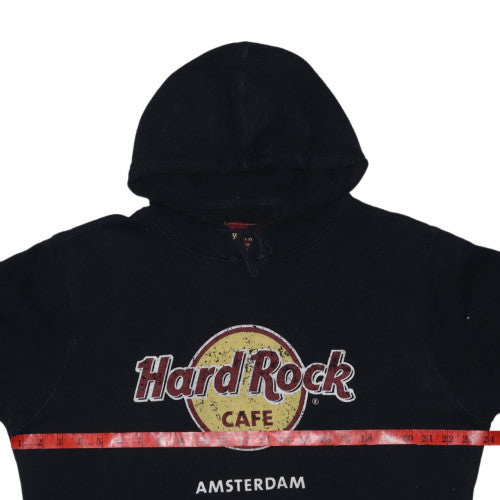 Hard Rock Cafe Amsterdam Black Hoodie Women L Logo Pullover Sweatshirt
