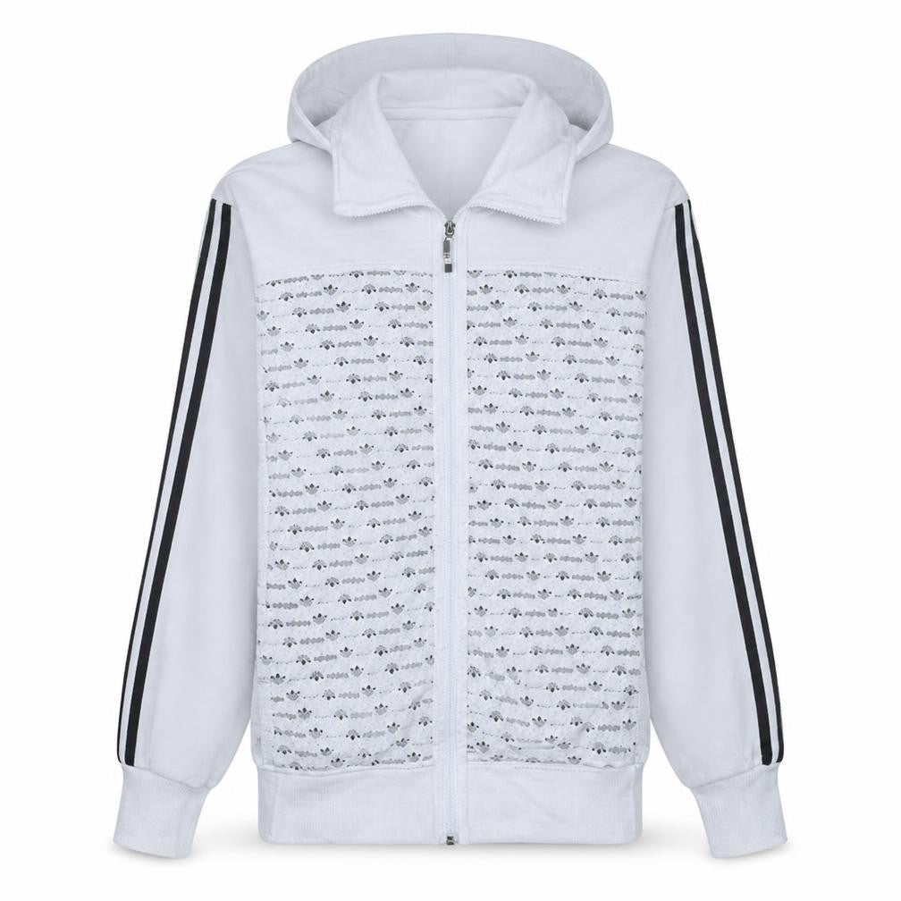 Adidas Mens White Full Zip Hoodie Size L Sports Fleece Jacket