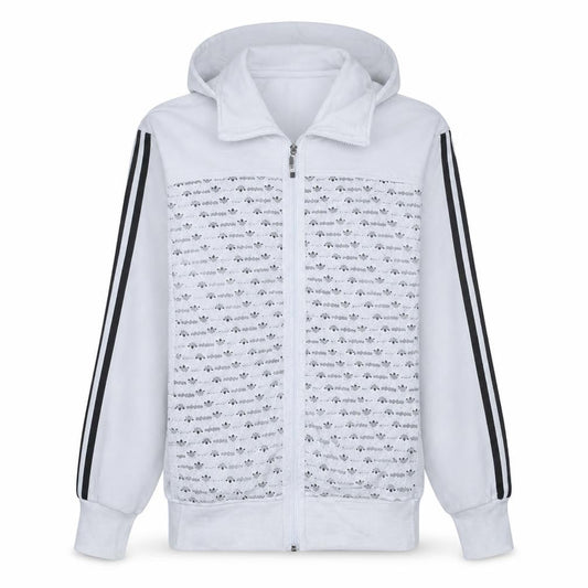 Adidas Mens White Full Zip Hoodie Size L Sports Fleece Jacket